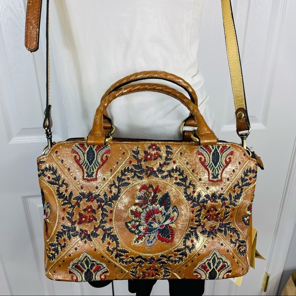 PATRICIA NASH crossbody tote Provincial Embroidery Collection ANGELIN Tan Gold - Picture 2 of 15